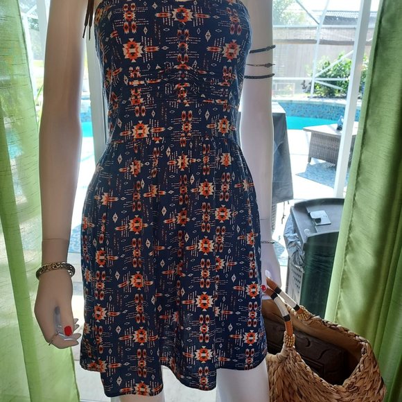 Navy Aztec print Romper Dress by BeBop: This is a junior brand: Size M - Picture 9 of 9